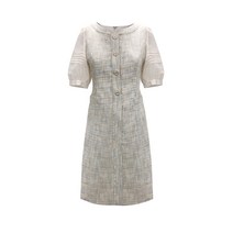 [미센스]애플아울렛/ 트위드 세미A라인 원피스/ 고급스러운 트위드소재와 버튼장식이 돋보이는 페미닌한 감성. 소매는 핀턱디테일과 셔링으로 볼륨감을 살렸고 시어한 소재로 시원함