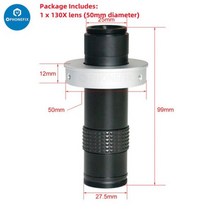 휴대용 디지털 현미경 비디오 카메라 C 마운트 렌즈 LED 링 조명 캔틸레버 스탠드 납땜용 휴대폰 수리 48MP 4 K 1080 P HDMI USB 130X, [05] 130X Lens