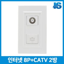 인터넷 콘센트 8P+CATV 2방/매입 매립 전기 플러그, 1세트