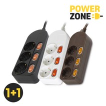 파워존 개별스위치 3구 멀티탭 1+1, 2개 블랙 1.5M