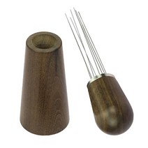 GHSHOP 바늘 스타일 커피 탬퍼 분배기 분말 분배 커피 교반기 레스토랑 카페 주방 홈 생일 선물을위한 에스프레소 도구, 4.3x13cm, 스테인레스 스틸 목재, 갈색