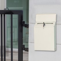 주택우편함 우체통 벽걸이 전원주택 현대 편지함 코멘트 편지 예금 제안 드롭 상자 보안 지불 키 서류 보안 장식, 하얀
