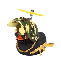 스트로브 라이트와 패션 옐로우 오리 자동차 오토바이 자전거 장식품 레벨 3 헬멧 PUBG 골든 건 무장 오리 사이클링 장식, 하나, Black 05
