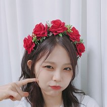생활일번지 플레인 장미 머리띠 웨딩 소품 플라워, 레드(113)