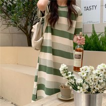 에이프릴랩스 스트라이프 오버핏 롱 박스 원피스 홈웨어
