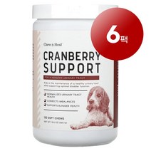 리암마켓 Chew + Heal 츄 힐 강아지용 건강 관리 보충제 크랜베리 서포트 소프트츄 120개 360g 1팩, 6팩