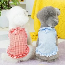 코코스튜디오 고양이 강아지옷 지지미 리본 프릴 나시, 코코 지지미 리본 프릴 나시/레드