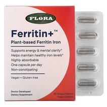 Flora 플로라 Ferritin+ 식물성 페리틴 철분 지연 방출 베지 캡슐 30정