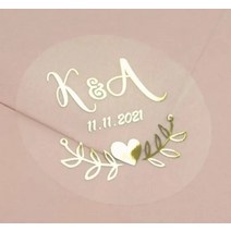 웨딩아치 하트조형물 장식 스티커 리얼 호일 샤이니 골드 맞춤형 로고 라벨 세례 베이비 샤워 성찬식, 59.02  6CMGold50