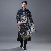 남자 화려한 특이한 두루마기 개량 한복 법복 용무늬 가을 겨울 실내 남성 롱 가디건 옷