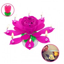 행사 생일 축하 멜로디 회전 연꽃초 6color DD-10866, 레드