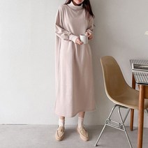 퍼니걸스 5773 루즈핏 기모 목폴라 롱 원피스 여성의류