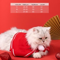 고양이 망토 펫 크리스마스 망토 모자 페스티벌 세트 변신룩 크리스마스룩 펫 옷, 레드, L