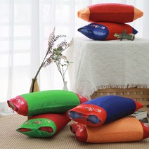 단잠 숙면을 위한 전통 한실 메밀베개 경추 목베개 거북목 일자목 코골이 베개 여름베개, 끈형 양단사각메밀베개, 청색