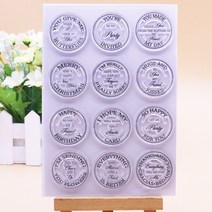 낙관도장 캘리그라피 라운드 소인 DIY 클리어 우표 투명 실리콘 스탬프 카드 핸드 계정 고무 스탬프