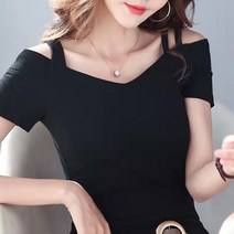 LXJ 여성용 반팔 무지 스판 쫄티