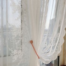 화이트암막커튼 안방 작은방 유럽 ​​화이트 레이스 커튼 거실 꽃 얇은 명주