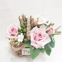 영하우스 납골당꽃다발 미니조화 꽃다발 꽃바구니 납골당꽃 부착식 성묘꽃 산소꽃 봉안당조화 추모꽃 꾸미기 납골당 꽃장식, 장미조화꽃바구니핑크