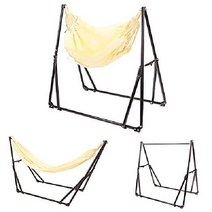 MRG 3way 해먹 독립형 의자 옷걸이 랙 실내/실외 휴대용 접이식 교수형 케이스 솔로 캠핑 싱글 적재 능력 350kg, 프레임  브라운, 해먹 넷  화이트   의자 넷  화이트