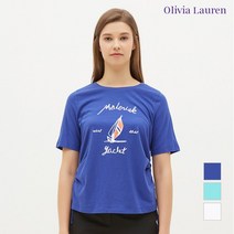 올리비아로렌 돛단배 프린트 와끼 셔링 티셔츠 VOBASUF7111