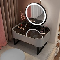 좌식 화장대 서랍장 수납 콘솔 미니 선반 화장품 정리대, 자가설치, 60그레이+블랙상판+블랙미러+방석