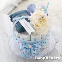 [기저귀케익] 배기팬츠 토핑베어_블루 (출산선물 백일 돌), 돌