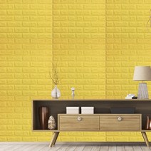 쿠셔니 접착식 폼벽지 단열 파벽돌 폼블럭, 파스텔옐로우, 12개