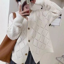 재사용 크루 넥 니트 카디건 여성의 가을/겨울 느슨한 게으른 바람 착용 디자인 센스 외국 스타일 할로우 스웨터 재킷