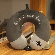 U자형 목 베개 인형 여행용 비행기 후드 쿠션 라텍스 앉아서 기내용 휴대용 사무실 메모리폼 에어, 강아지