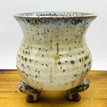 CH-105 하늘색 원형 수제화분 다육이화분 도자기화분