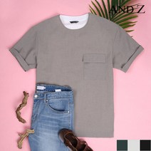 지오지아 앤드지 우븐 믹스 오버핏 반팔 티셔츠 (BZA2TR1102)