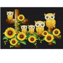 퓨어몰링 캔버스액자 일체형 DIY 보석십자수 세트 40X50 cm, 부엉이와 해바라기