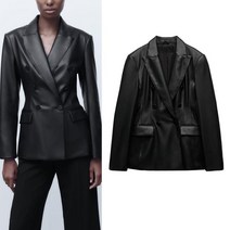 ZARA 에코 레더 더블 브레스트 블레이저 재킷 3046573