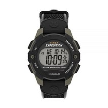 Timex 남성용 익스페디션 41mm 시계 블랙 스트랩 그린 케이스