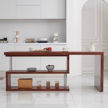 힐링가구 판도라 아일랜드 식탁 오픈 수납 홈바 테이블 ver2, 멀바우