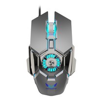 기미네 냉각 팬 게임용 마우스 매크로 프로그래밍 RGB 빛나는 운동 용 USB 유선 6400 인치 당 점 마우스 노, 그레이