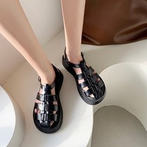 발편한 키높이 통굽 플랫폼 샌들 꼬임 쿠션 발목스트랩 스포츠 여자여름샌들 아테네