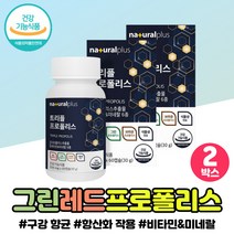 맛있는 항산화 그린 레드 프로폴리스 추출물 보충제 PROPOLIS 추어블 플라노보이드 최대 함량 구강 건강 식물성 폴라폴리스 비타민 미네랄 영양제 활성산소, 트리플 프로폴리스플러스 x2통