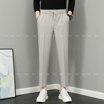남자 구김적은 편안한 스판 밴딩 슬랙스