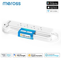 Meross-HomeKit 스마트 전원 스트립 와이파이 멀티 플러그 확장 영국 콘센트 4 소켓 4 USB 포트 Siri 알렉사 구글 홈으로 작동, 01 4, 01 UK