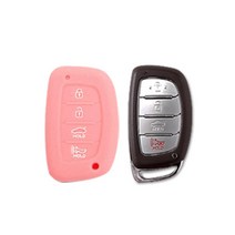 현대신형4버튼 아반떼AD 실리콘 가죽 키홀더, 실리콘핑크