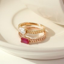 [러비앤비] 14K 18K 에멜 포인트 커브체인 반지 BR0087