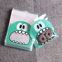 6번 opp초록공룡 접착비닐 100매 묶음 크리스마스 초콜릿 쿠키 마카롱 사탕 선물 포장지, 1세트