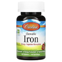 칼슨 Carlson 츄어블 철분 딸기 맛 30mg 60정, 1개