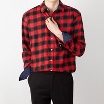 스타일에스 남성용 빅사이즈 캐주얼 남자 깅엄 기모 긴팔 체크 셔츠