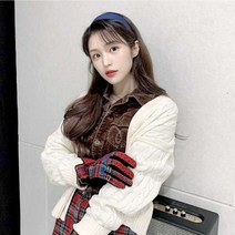 체크 울장갑 겨울 방한 여자 터치장갑