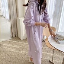하이데일리 자체제작 캐주얼 다이마루 베이직 빅사이즈 루즈핏 면 긴팔 라온 후드 롱원피스