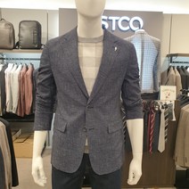 [에스티코] 여름 스몰체크 폴리프린트 네이비 정장자켓 02SBSJACSN