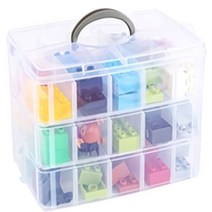 칸막이 실타래보관함 중형 단추 부자재 비즈 다꾸보관함 투명 블록 자수 박스 장식소품함, 기본, 블루