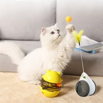 고양이 오뚜기 먹이퍼즐통 냥냥토이볼 행동유발장난감, 쥐모양, 옐로우